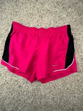 Nike Shorts Womens Small Running Gym Athletic Ladies Pink Black Swoosh Logo